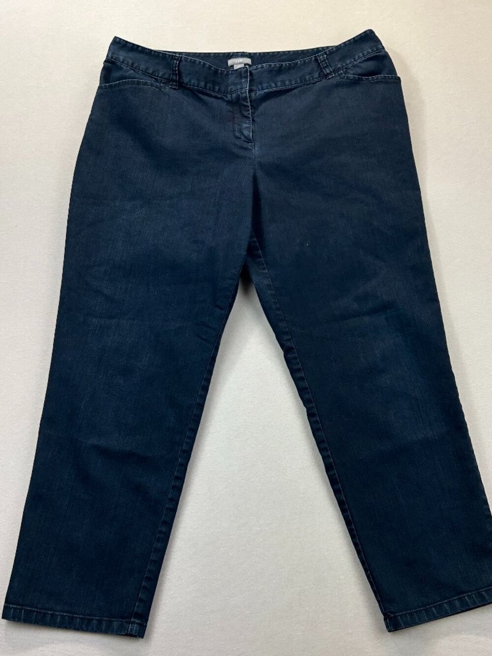 J.Jill Jeans Womens 14P Dark Blue Indigo Wash Denim Slim Leg Crop Stretch
